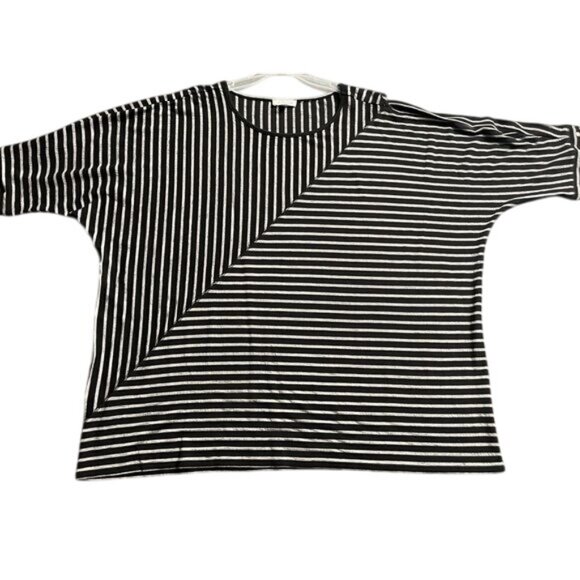 Westbound Woman Striped Dolman Sleeves Tunic Top Crewneck Black White Plus 2X - Picture 7 of 7